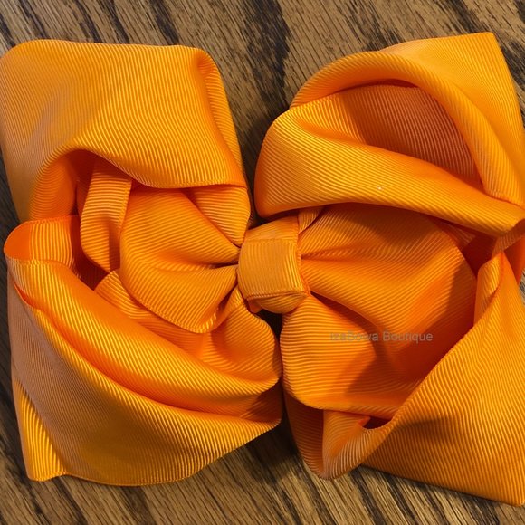 Orange 8" Double Ribbon Boutique Bows   HANDCRAFTED - Picture 1 of 3